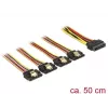 SATA laidas DeLOCK 60158 0,5 m SATA 15 kontaktų 4 × SATA 15 kontaktų įvairiaspalvis
