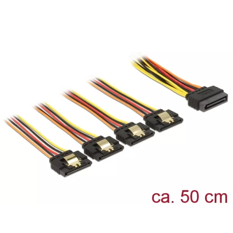 SATA laidas DeLOCK 60158 0,5 m SATA 15 kontaktų 4 × SATA 15 kontaktų įvairiaspalvis