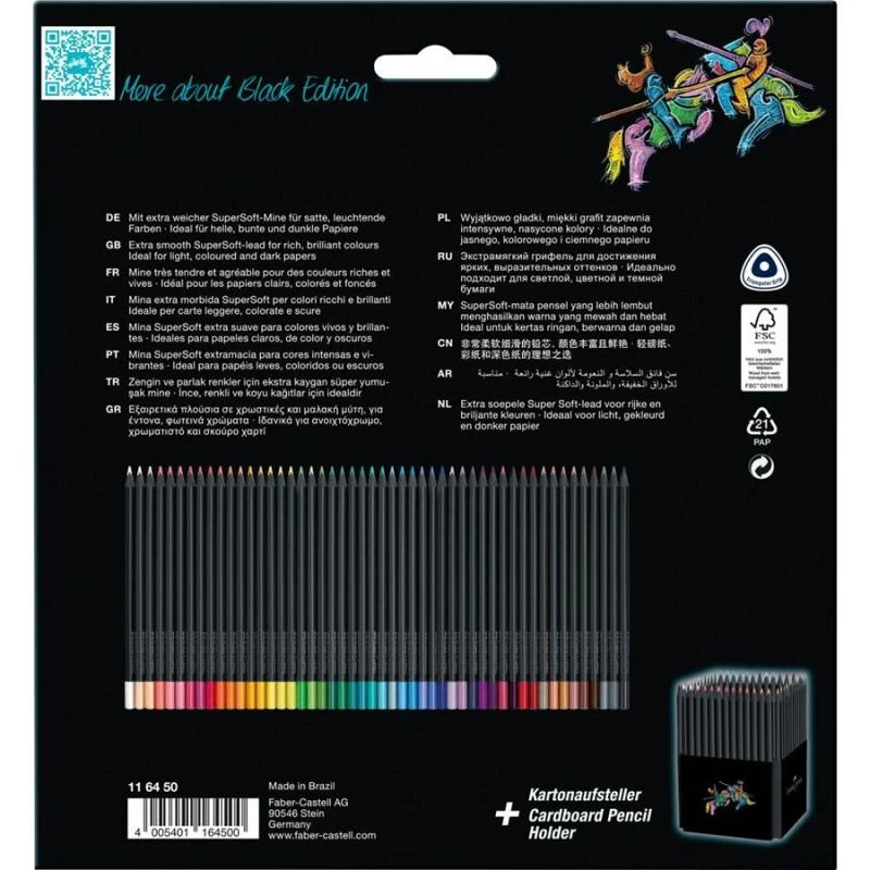 Spalvoti pieštukai Faber-Castell 116450, įvairiaspalvis rinkinys, 50 vienetų, minkštas grafitas, kartoninė dėžutė