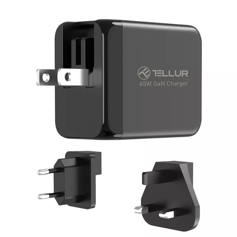 Sieninis pakrovėjas Tellur TLL151451 65W, 3 prievadai (2x USB-C, 1x USB-A)