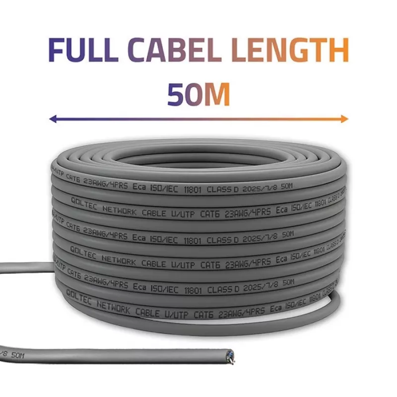 UTP komutacinis kabelis QOLTEC CAT6 50 m varinis (Cu) pilkas