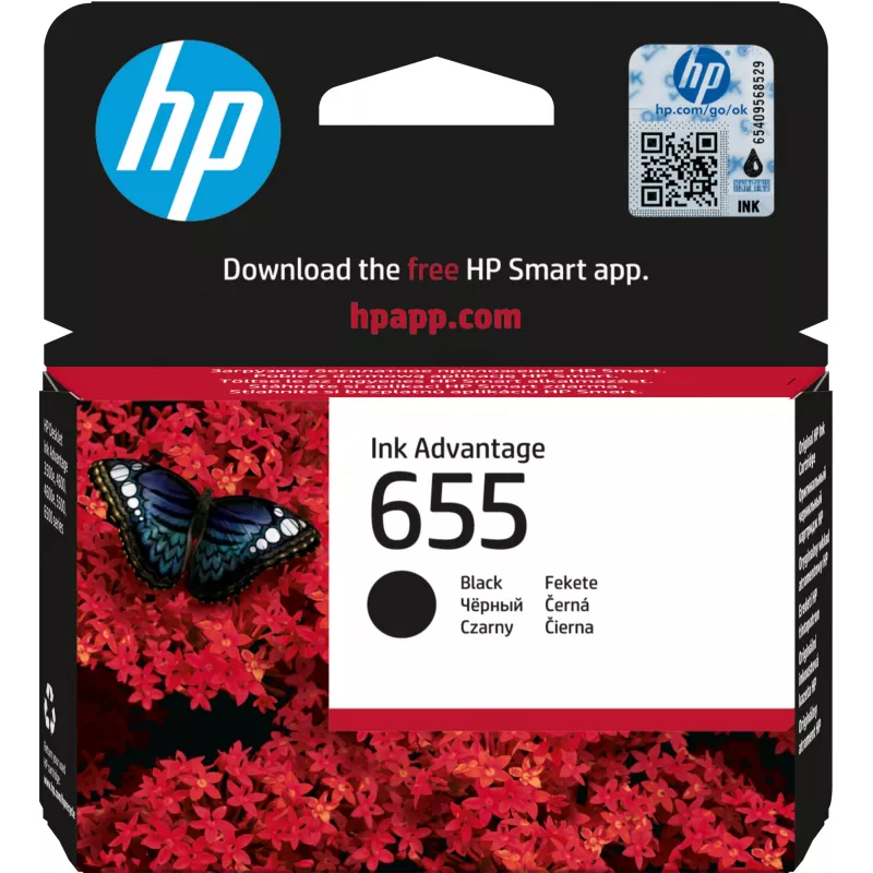 HP 655 Juoda Originali Ink Advantage kasetė, juoda, 1 vnt., 550 puslapių