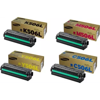 Toner Set HP CLT-506L — 4 spalvų pakaitinės kasetės (juoda, žydra, purpurinė, geltona)