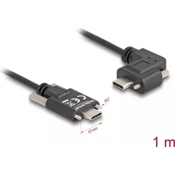 DeLOCK USB 2.0 kabelis USB Type-C vyriškas į USB Type-C vyriškas kampuotas kairė/dešinė PD 3.0 60W 1m