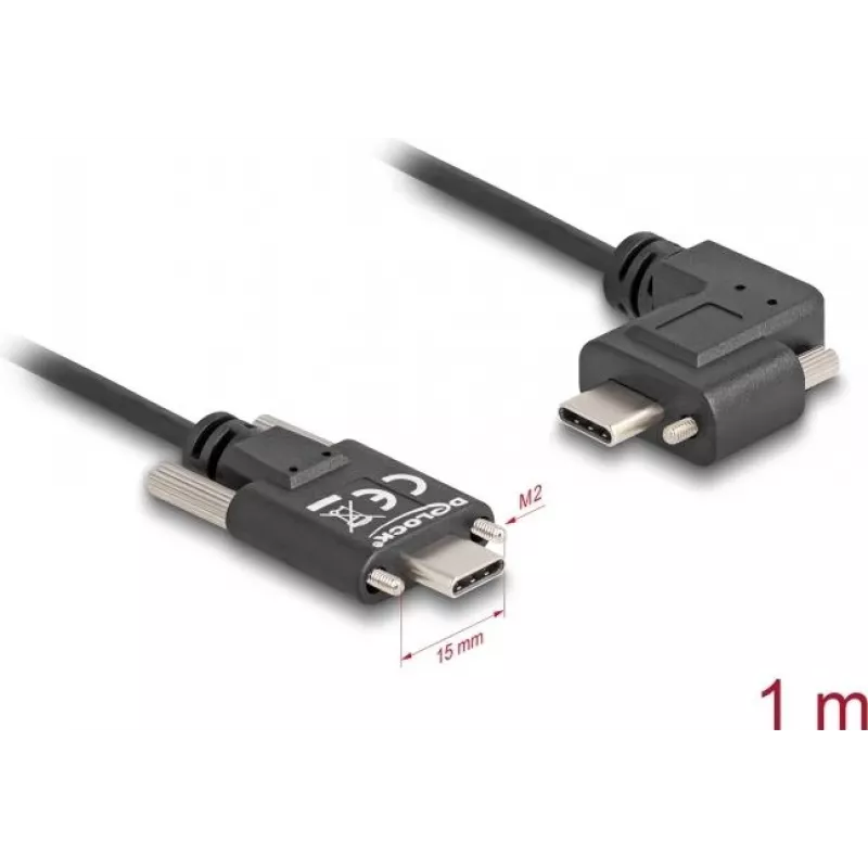 DeLOCK USB 2.0 kabelis USB Type-C vyriškas į USB Type-C vyriškas kampuotas kairė/dešinė PD 3.0 60W 1m