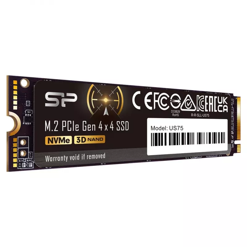SSD M.2 2280 2 TB Silicon Power US75 PCIe 4.0 NVMe, skaitymas 7000 MB/s, rašymas 6000 MB/s