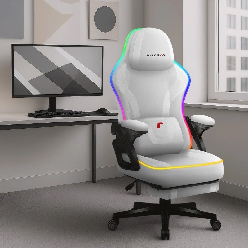 RGB baltos spalvos tinklelio žaidimų kėdė