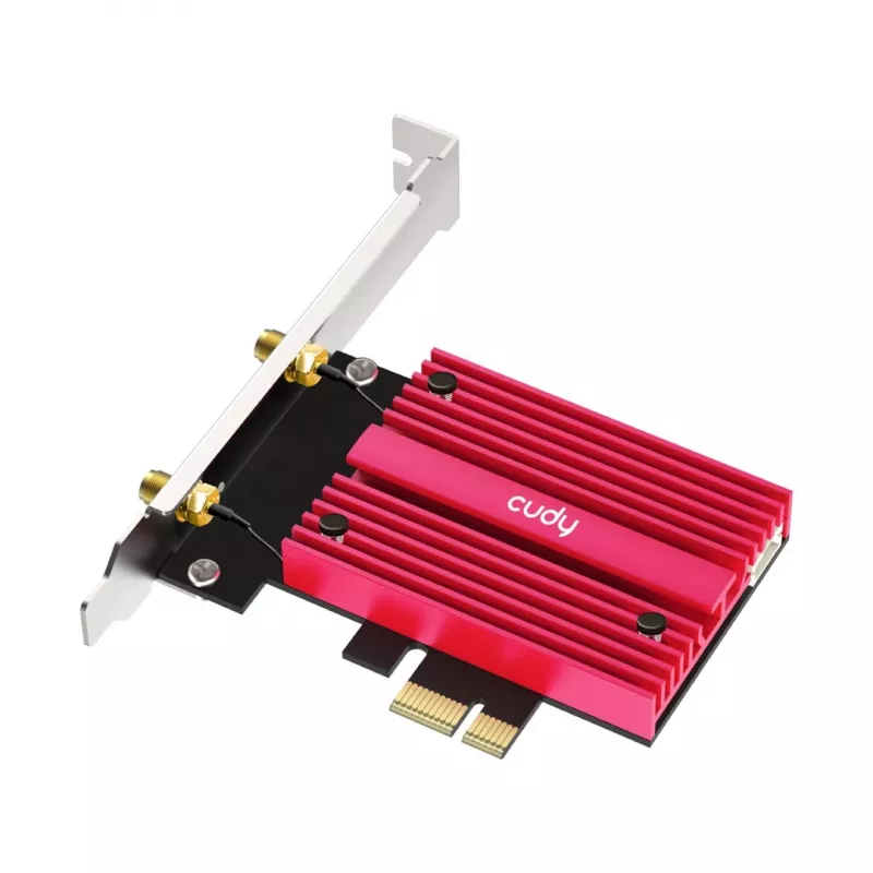 Vidinė WLAN Bluetooth tinklo plokštė Cudy WE9300S PCIe, Wi‑Fi 7 (802.11be) Tri‑band 2.4/5/6 GHz, 5765 Mbit/s, Bluetooth 5.4, išorinė 2x2 antena
