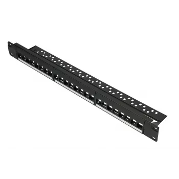Patchpanel Extralink 24 prievadų U/UTP (UTP) modulinis, 1U, juodas, 482,6 mm plotis