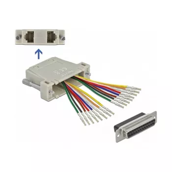 D-Sub 25 kontaktų užspaudžiama moteriška jungtis į 2 x RJ45 moterišką jungtį DeLOCK 66834