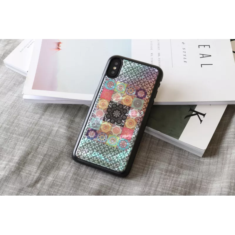 Smartphone dėklas iKins skirtas iPhone XS / XS S — Flower Garden dizainas, juodas
