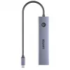 USB-C šakotuvas Unitek H1124AGY01 su 100W PD, HDMI 2.0, 2x USB‑A, 2x USB‑C, SD/microSD skaitytuvu — aliuminis