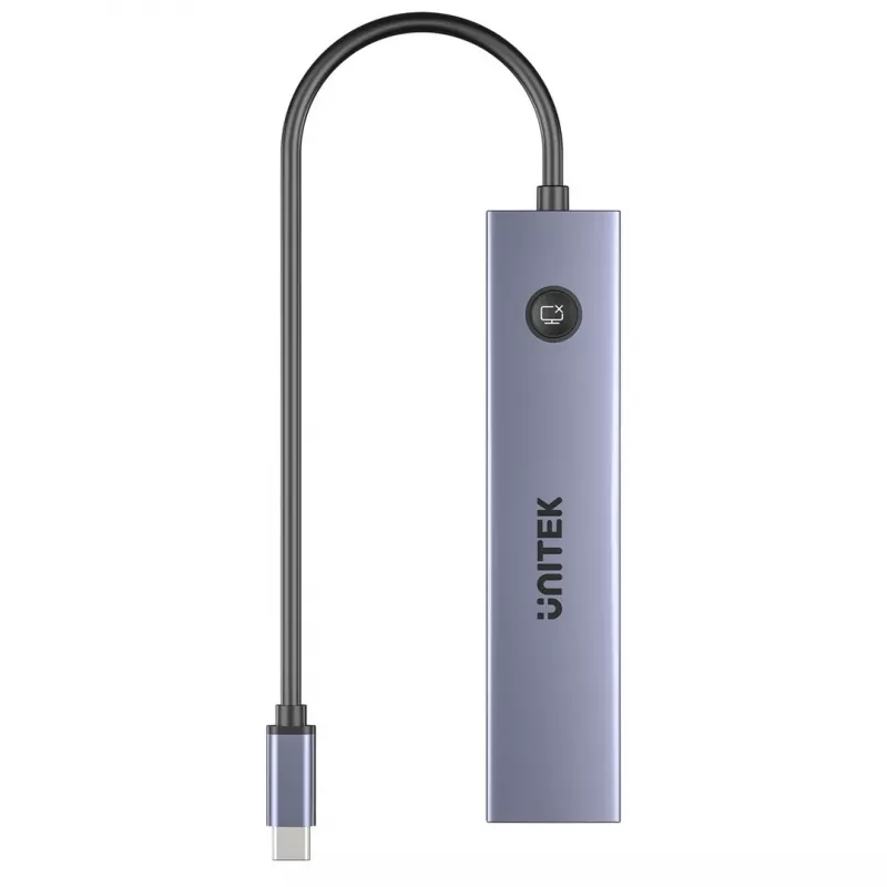 USB-C šakotuvas Unitek H1124AGY01 su 100W PD, HDMI 2.0, 2x USB‑A, 2x USB‑C, SD/microSD skaitytuvu — aliuminis