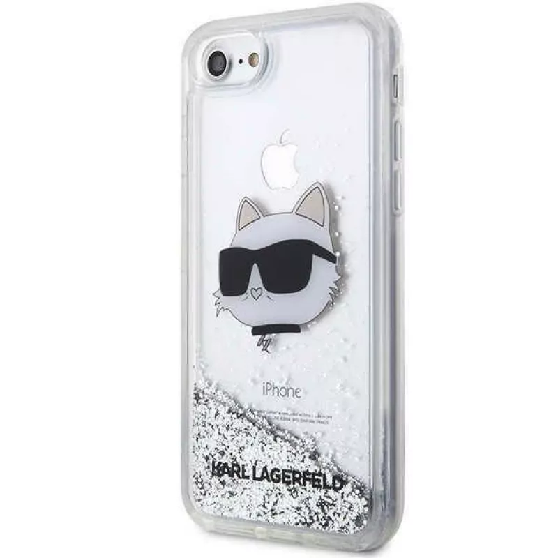 Karl Lagerfeld | Originalus dėklas IPHONE SE 2022/SE 2020/7/8 Karl Lagerfeld kietas dėklas su blizgučiais Choupette galva (KLHCI8LNCHCS)