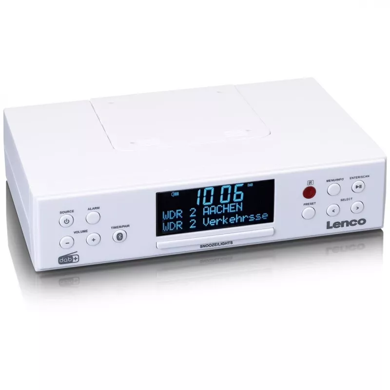 Nešiojamasis CD grotuvas Lenco KCR-190, baltas, su FM radiju ir ausinių lizdu