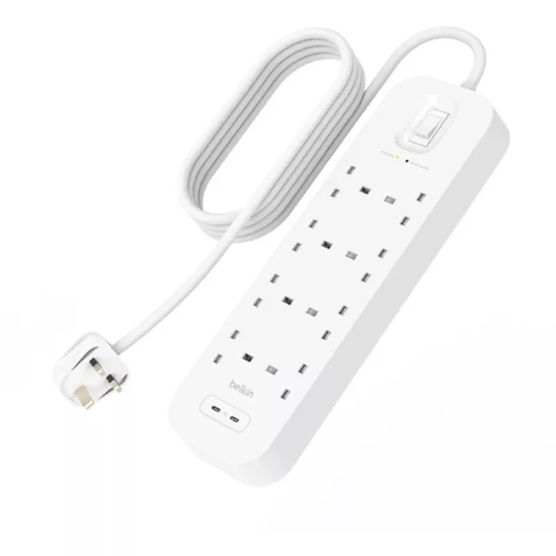 Apsaugos nuo viršįtampių įrenginys SurgePlus 8x Schuko 2xUSB-C 900J 2m