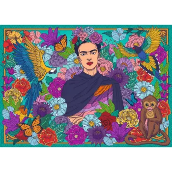 Dėlionė - Frida Kahlo rojus: Papūgos, Beždžionės 1000 dalių