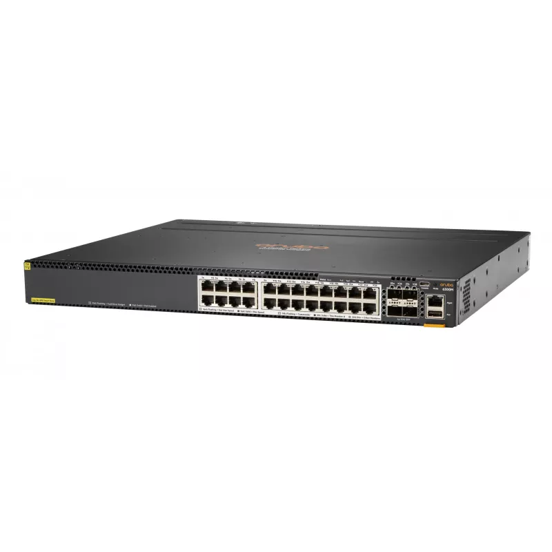 Hewlett Packard Enterprise HPE Aruba 6300M - Switch - L3 - valdomas - 24 x 1/2,5/5/10GBase-T + 4 x 1 Gigabit / 10 Gigabit / 25 Gigabit / 50 Gigabit SFP56 (aukštupio / rietimo) - priekis