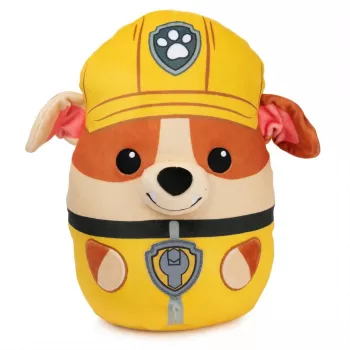 PAW Patrol Rubble Squish Plush, oficialus žaislas iš populiaraus animacinio filmuko, minkštas pliušinis gyvūnas vaikams nuo 1 metų, 12”