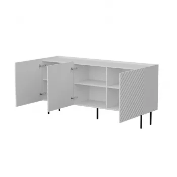 Komoda Cama Meble LUCCA 3D 165x40x80 cm, balta, medžio drožlių plokštės korpusas