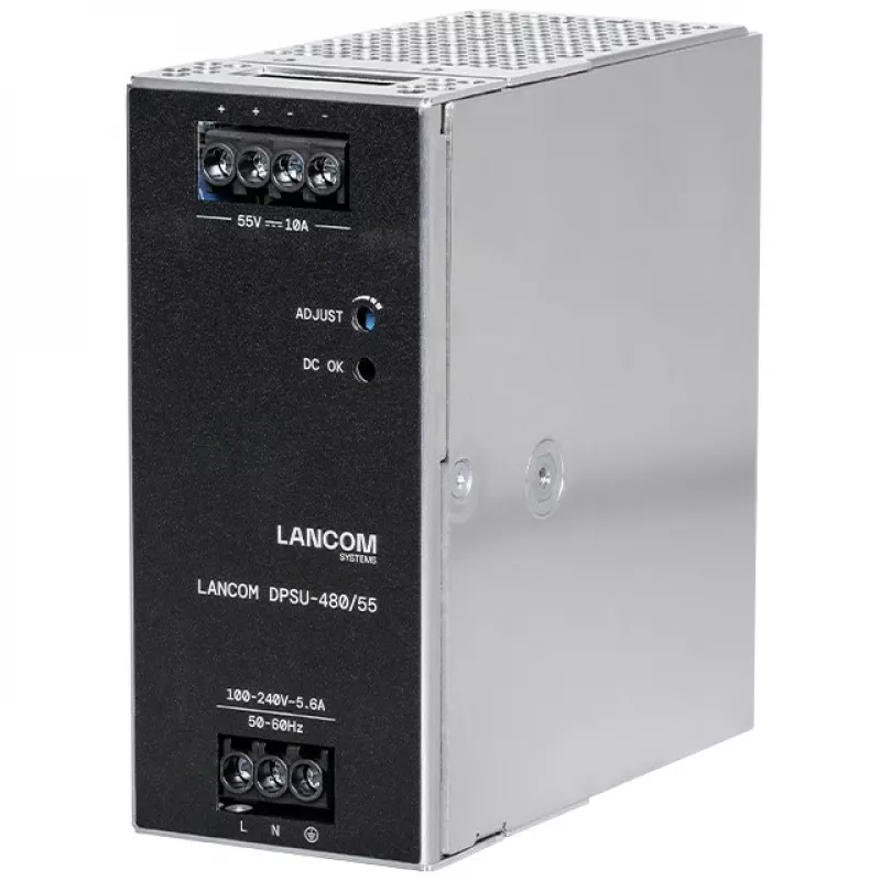 Maitinimo blokas Lancom Systems LANCOM DPSU-480/55 — 480 W, AC 100–240 V, TS35 DIN, juoda / plienas