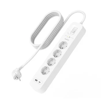Apsauginis įtampos ribotuvas Belkin SRB001VF2M-V2 — 4 lizdai, USB-C ir USB-A prievadai, 2 m laidas