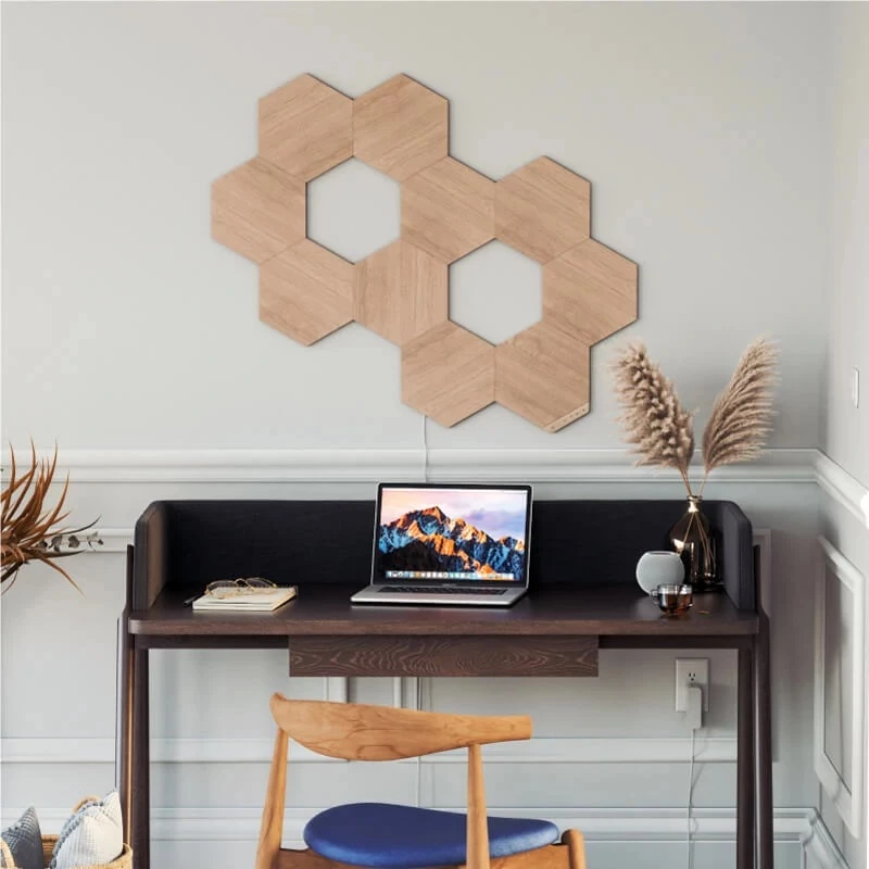 Nanoleaf | Elements Wood Look Hexagons pradinis rinkinys (13 plokščių) | Šalta balta + Šilta balta
