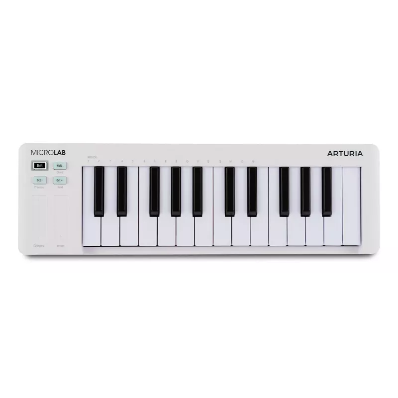 “Arturia MicroLab mk3” MIDI klaviatūra 25 klavišai USB balta