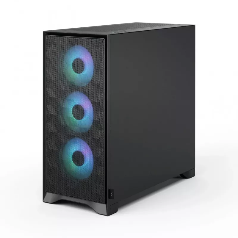 PC korpusas Fractal Design Pop 2 Air Juoda TG RGB Midi Tower — ATX/Micro‑ATX/Mini‑ITX, 3x120mm priekyje, 1x120mm gale, 2,5 colio+3,5 colio nišos