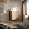 Cama MERCI komoda 100 x 40 x 129 cm juodas/artisan ąžuolas