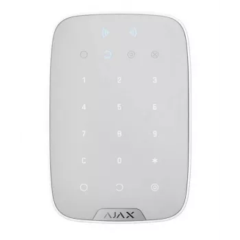 Belaidė klaviatūra Ajax WRL/PLUS WHITE — modelis 38253, prie sienos tvirtinama prieigos kontrolės klaviatūra