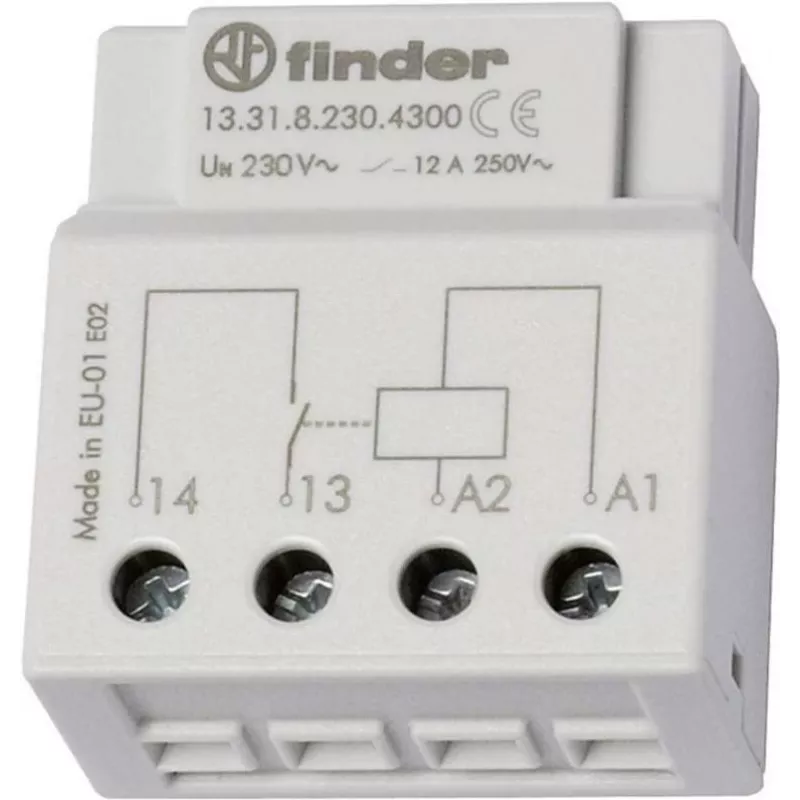 Finder relė, skirta UP-Dose arba Schalterdose 13.31.8.230.4300 230 V/AC 1 normaliai atviras kontaktas 12 A 250 V/AC (13.31.8.230.4300)