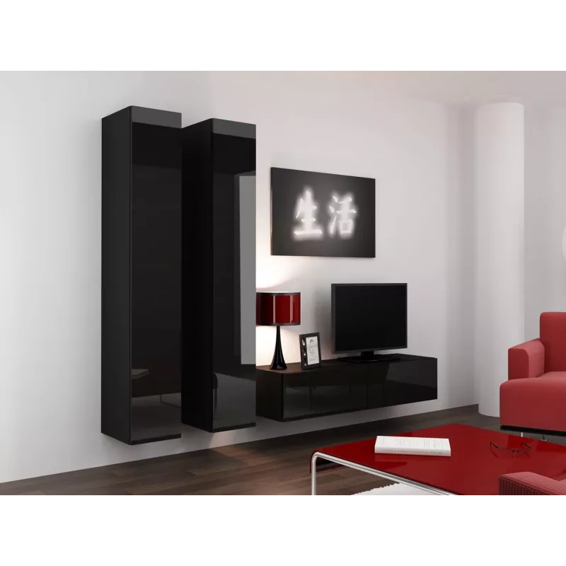 Cama TV stovas VIGO 140 30/140/40 juodas/juodas blizgus