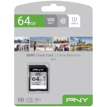 „Flash“ atmintis PNY 64GB SDXC UHS-I Class 10 P-SD64GU1100EL-GE