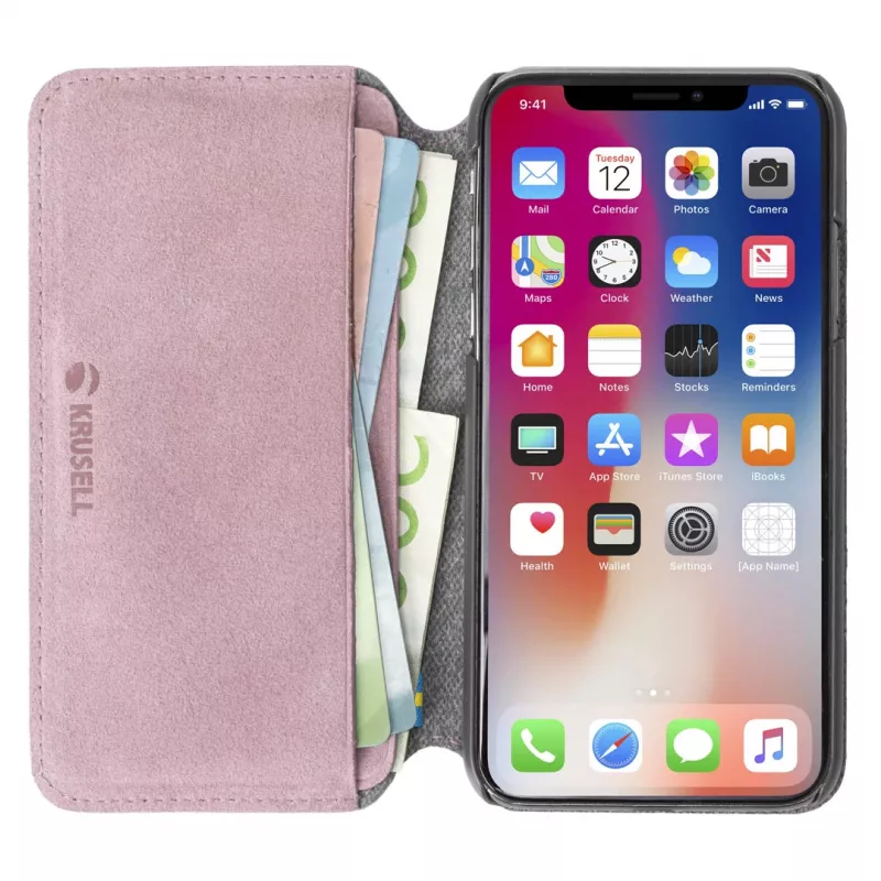 Dėklas-knygelė Krusell Broby 4 Card SlimWallet iPhone XS Max
