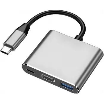 XtremeMac XWH-HUB3-13 nešiojamojo kompiuterio prijungimo stotelė ir prievadų daugiklis Laidinis USB Type-C Sidabrinė (XWH-HUB3-13)