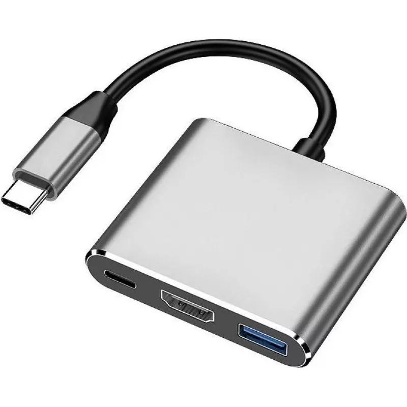XtremeMac XWH-HUB3-13 nešiojamojo kompiuterio prijungimo stotelė ir prievadų daugiklis Laidinis USB Type-C Sidabrinė (XWH-HUB3-13)