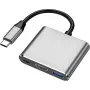 XtremeMac XWH-HUB3-13 nešiojamojo kompiuterio prijungimo stotelė ir prievadų daugiklis Laidinis USB Type-C Sidabrinė (XWH-HUB3-13)