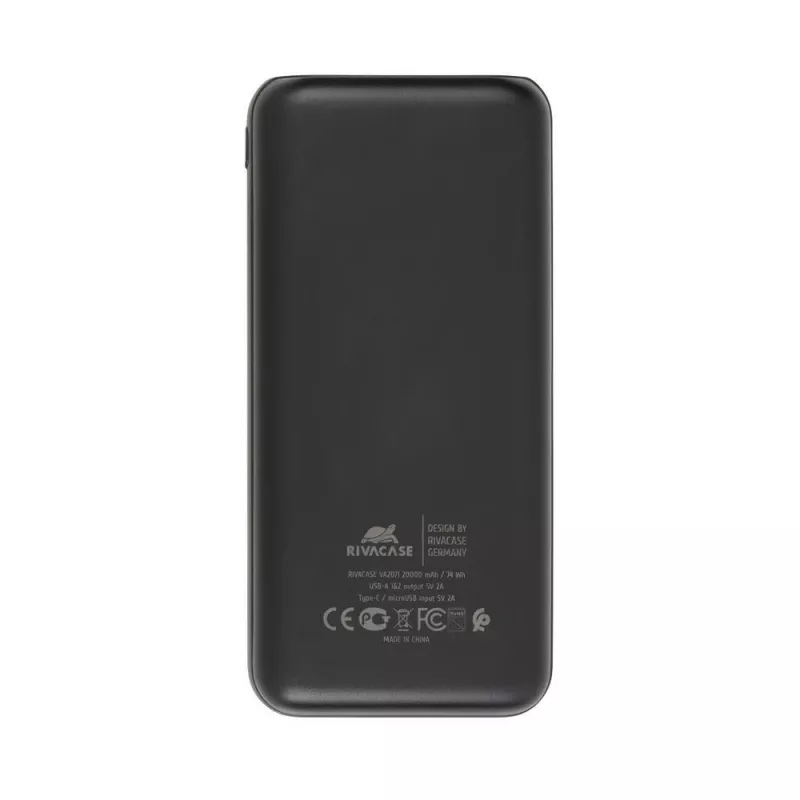 Išorinė baterija USB 20000MAH/VA2071 Juoda Rivacase
