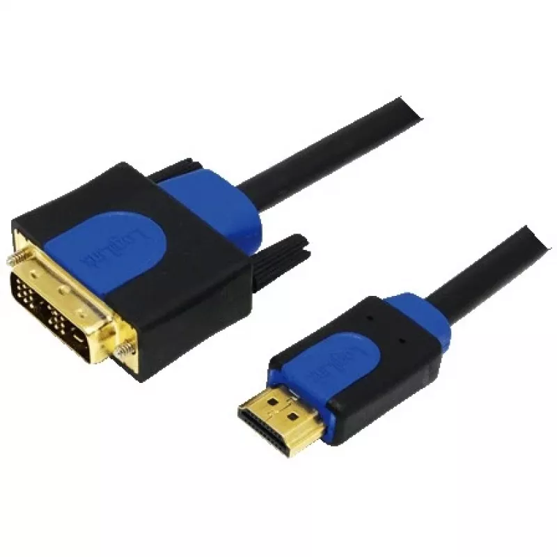 Vaizdo kabelio adapteris LogiLink CHB3102 2m HDMI DVI-D Juoda Mėlyna