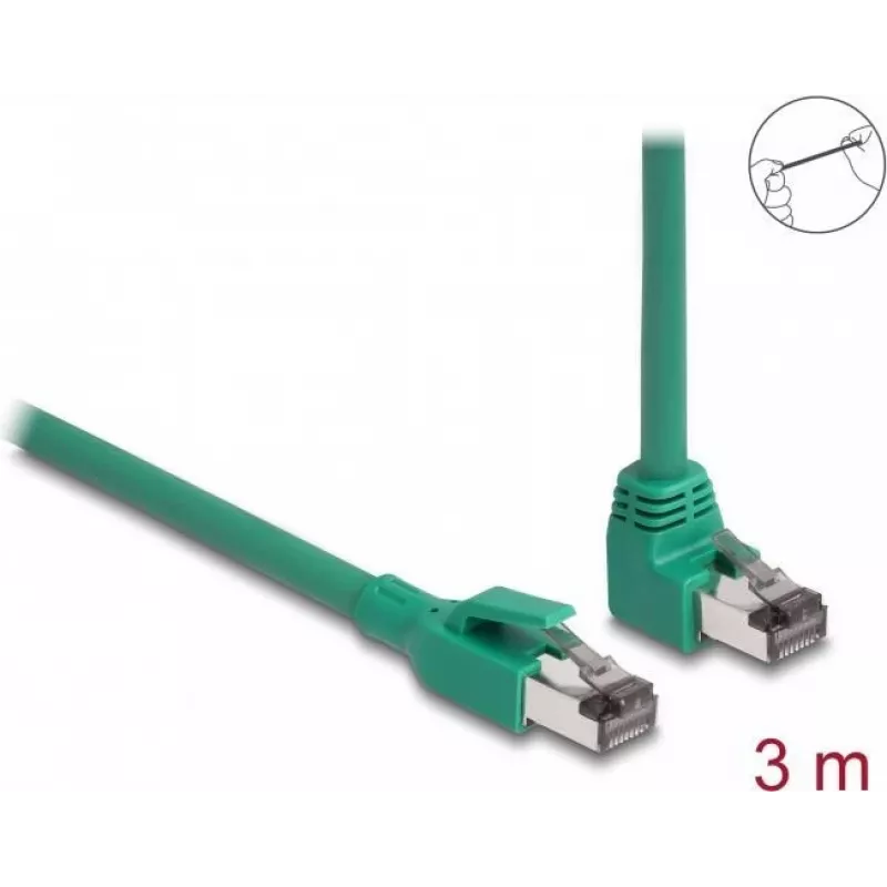 DeLOCK RJ45 tinklo kabelis PROFINET SF/UTP 90° kampinis 3 m žalias