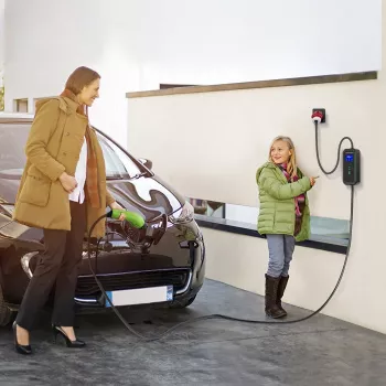 Qoltec Mobile EV Car Charger Adjustable 2in1 Type2 | 11kW | CEE 5 PIN | LCD | 3 fazės | Nešiojamas | Sieninė dėžutė | 5m