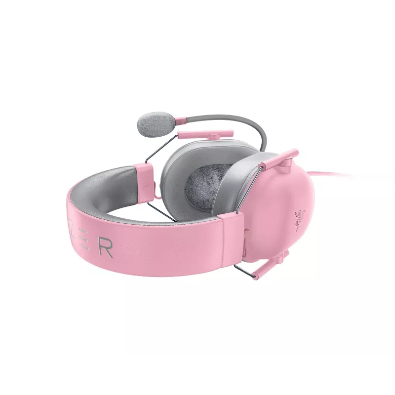 Headset Razer Juodashark V2 X laidinės binauralinės žaidimų ausinės, 3.5mm, virtualus 7.1, 32Ω, putplasčio ausų pagalvėlės, rožinė