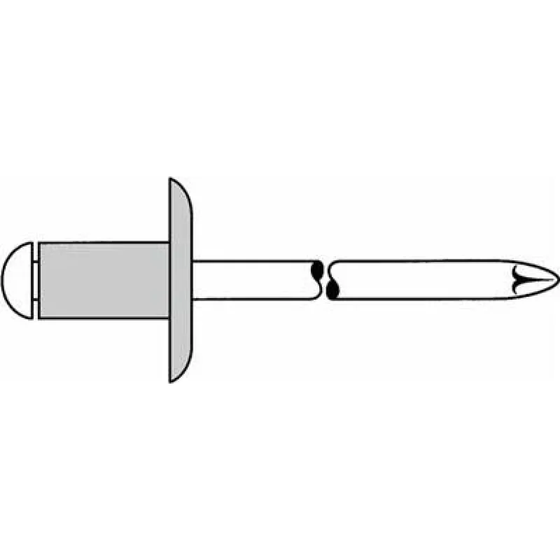Aklosios kniedės GESIPA 4x8 mm didelė jungė, sugriebimo diapazonas 3,0–5,0 mm, pakuotėje 500 vnt.