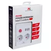 Maitinimo šakotuvas MACLEAN MCE387 W — 2 lizdai, 3×USB A, 110–240 V, 2500 W, 1,5 m kabelis, baltas