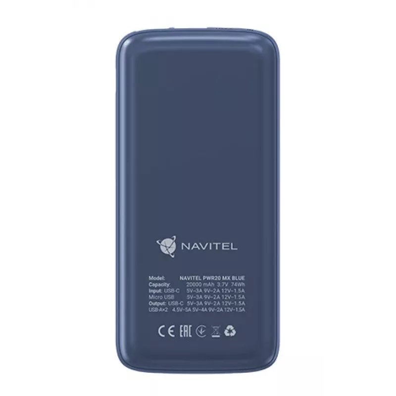 Nešiojama išorinė baterija Navitel PWR20 MX BLUE 20000 mAh