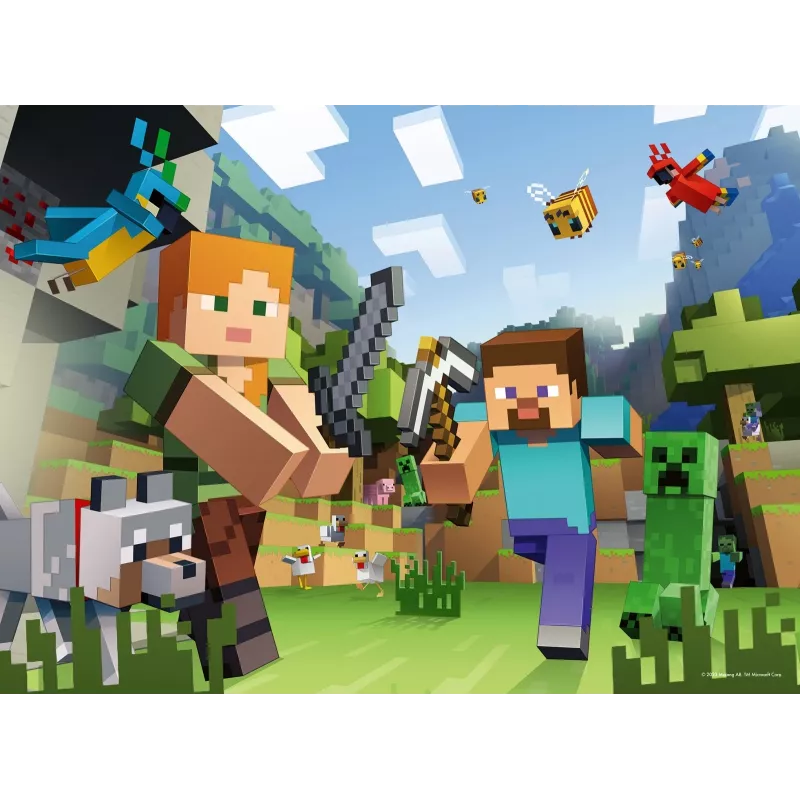 Dėlionė Ravensburger Puzzle XXL 100 dalių Minecraft – didelės dalys vaikams ir gerbėjams