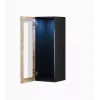 Vitrina cama meble VIGO 90 stiklinė, montuojama prie sienos, 90×35×32 cm, juoda/wotan ąžuolas