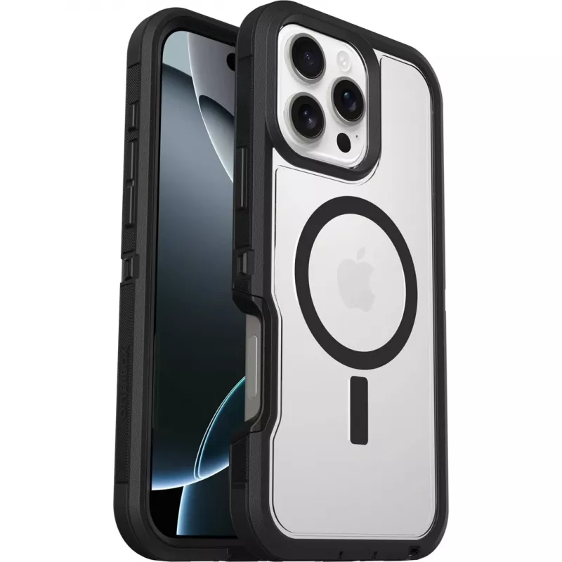 OtterBox Defender XT dėklas, skirtas iPhone 16 Pro Max, Dark Side, skaidrus / juodas