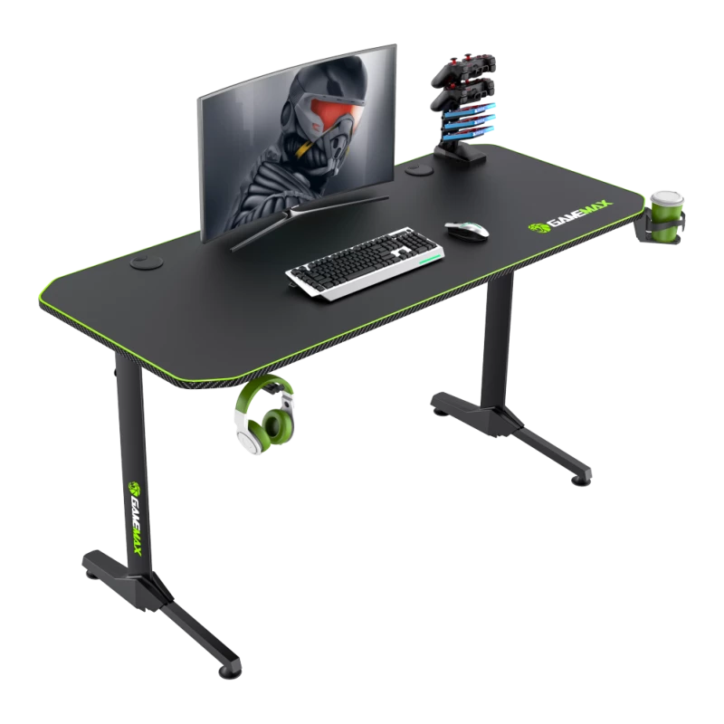 Stalas GameMax D140-CARBON – žaidimų/biuro stalas, neto svoris 20,5 kg, bruto matmenys 125×795×682 mm